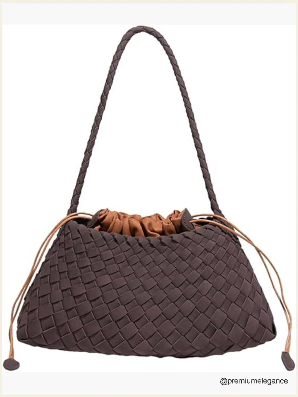 Suede Woven Tote Bag Trendy Bucket Purse Underarm Shoulder Bag Vintage Handbag
